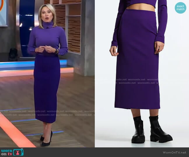 Slit Tube Skirt by Zara worn by Amy Robach on Good Morning America