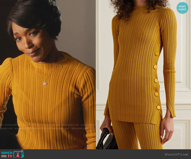 Ribbed Cotton-Blend Tunic by Adam Lippes worn by Athena Grant (Angela Bassett) on 9-1-1