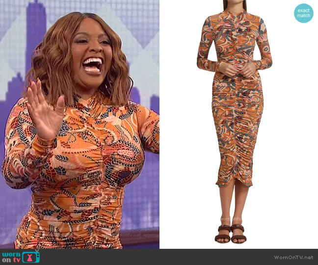 Ansel Ruched Bodycon Dress by A.L.C. worn by Sherri Shepherd on The Wendy Williams Show