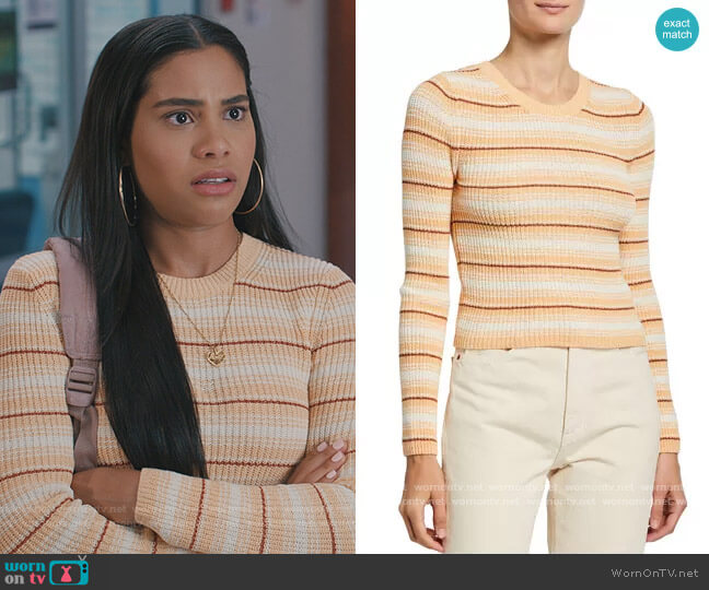 Milo Striped Sweater by A.L.C. worn by Daisy (Haskiri Velazquez) on Saved By The Bell