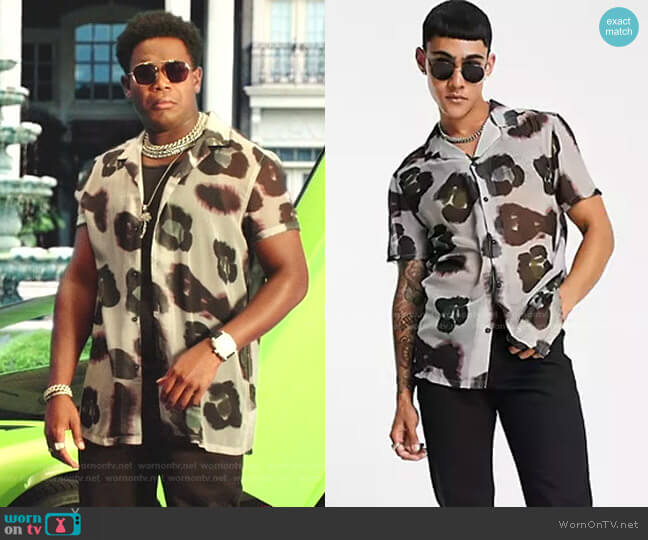 Regular Revere Sheer Floral Shirt by Asos worn by DeVante (Dexter Darden) on Saved By The Bell