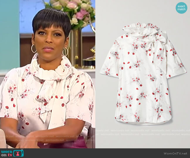 Leather skirt by Saint Laurent worn by Tamron Hall on Tamron Hall Show