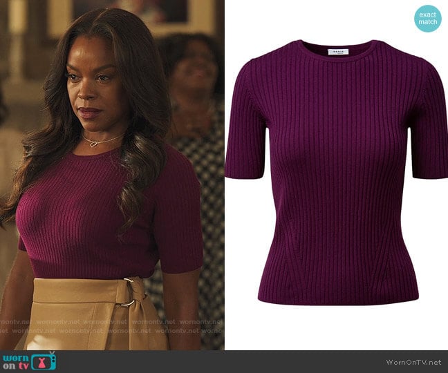 Ribbed Virgin Wool Knit T-Shirt by Akris Punto worn by Leah Franklin-Dupont (Nadine Ellis) on Our Kind of People