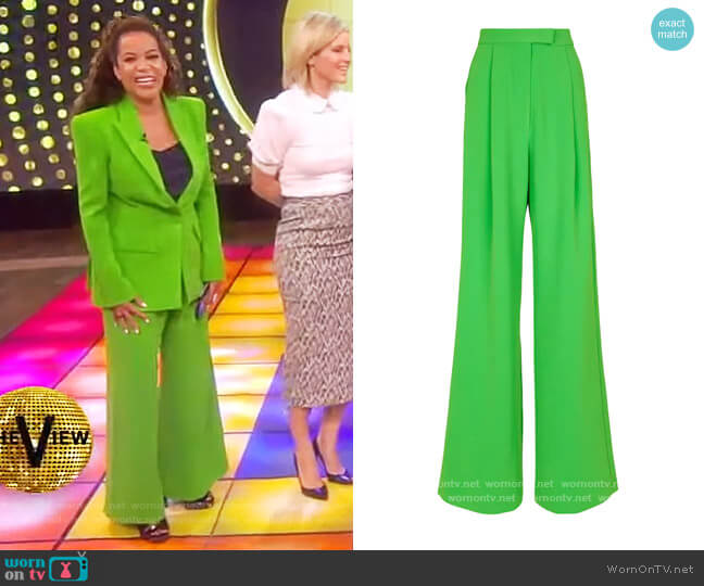 Hale high-rise wide-leg crêpe pants by Alex Perry worn by Sunny Hostin on The View