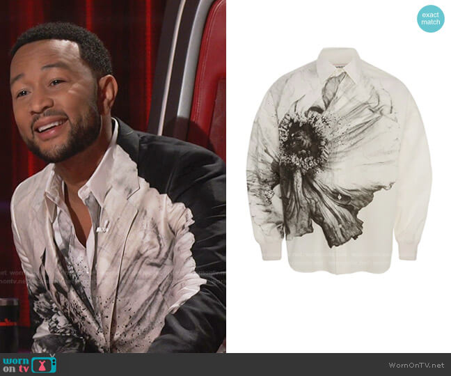 WornOnTV John Legend’s black and white floral shirt and jacket on The