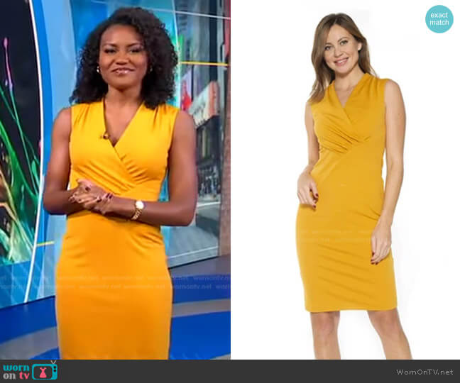 WornOnTV: Janai’s yellow ruched v-neck dress on Good Morning America ...