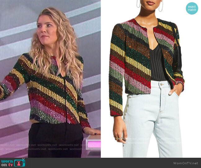 Kidman Sequined Boxy Jacket by Alice + Olivia worn by Amanda Kloots on The Talk