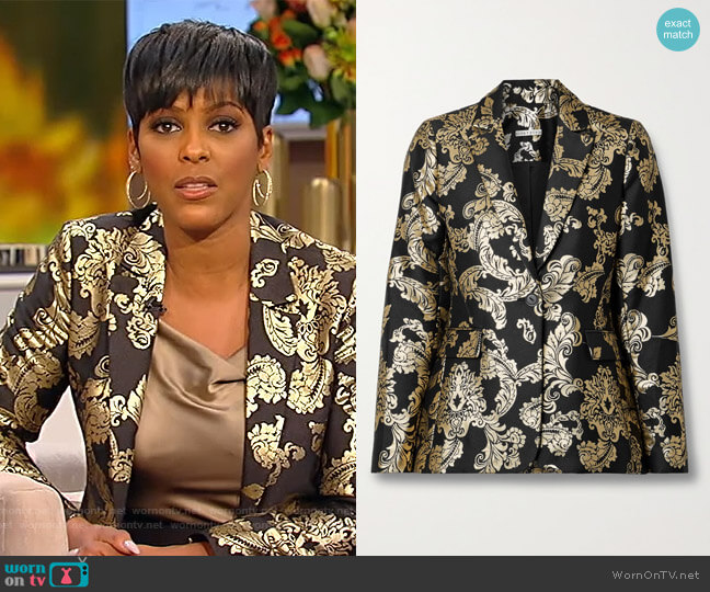 Macey metallic jacquard blazer by Alice + Olivia worn by Tamron Hall on Tamron Hall Show