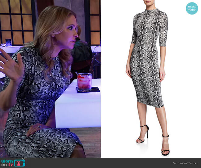 Delora Snake-Print Mock-Neck Elbow-Sleeve Fitted Dress by Alice + Olivia worn by Olivia Falconeri (Lisa Lo Cicero) on General Hospital