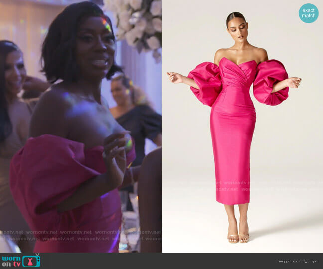 WornOnTV: Wendy’s pink off shoulder puff sleeve maxi dress on The Real ...