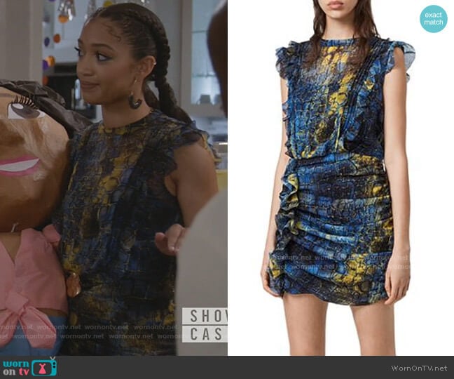 Hali Mirus Mini Dress by All Saints worn by Olivia Baker (Samantha Logan) on All American