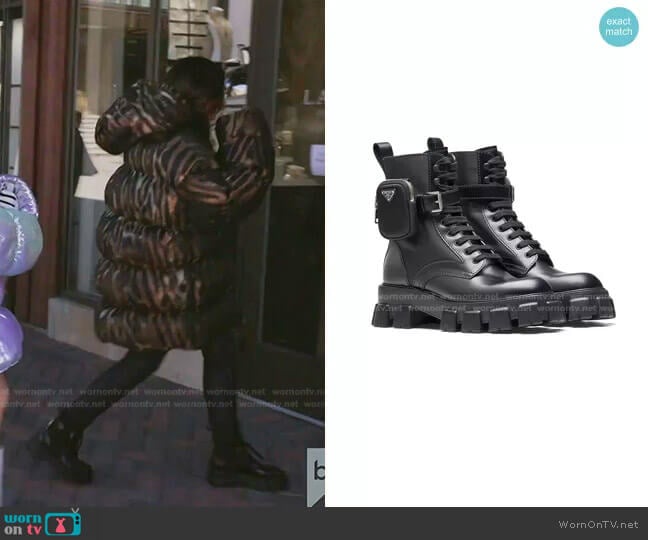 Ankle Pouch Combat Boots by Prada worn by Lisa Barlow on The Real Housewives of Salt Lake City