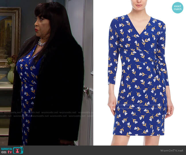 Luxe Lily Printed Surplice Dress by Anne Klein worn by Paulina Price (Jackée Harry) on Days of our Lives