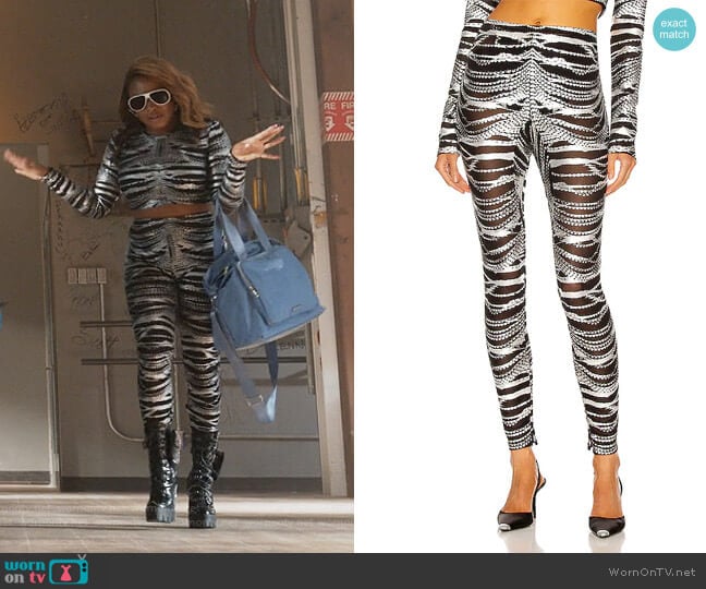 Crystal Print Mesh Legging by Area worn by Jill (Naturi Naughton) on Queens