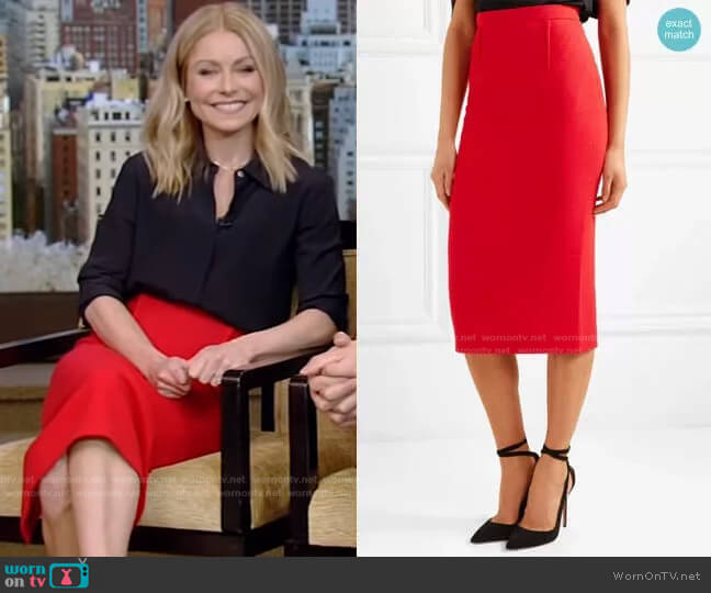 Arreton Skirt by Roland Mouret worn by Kelly Ripa on Live with Kelly and Mark