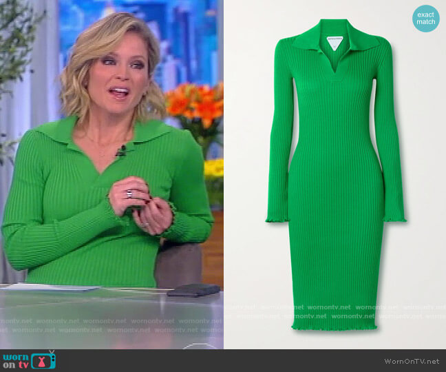 WornOnTV: Sara’s green ribbed polo dress on The View | Sara Haines ...