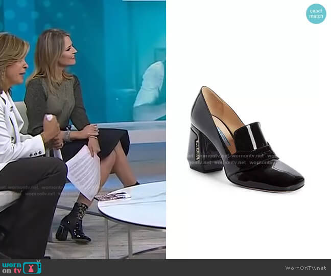 Block Heel Loafer Pump by Prada worn by Savannah Guthrie on Today