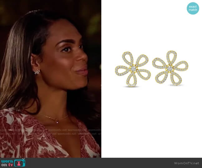 Diamond Flower Earrings by Brevani worn by Michelle Young on The Bachelorette