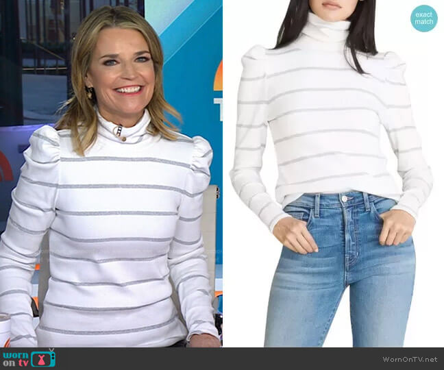WornOnTV: Savannah’s white striped turtleneck sweater on Today ...