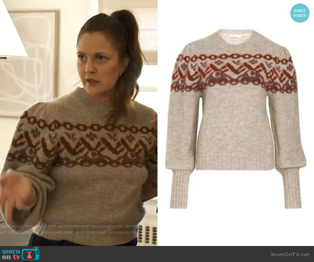 Gray Round Neck Sweater by Chloe worn by Drew Barrymore on The Drew Barrymore Show