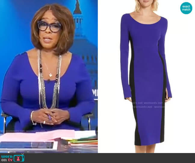 Diane von Furstenberg Colorblock Knit Body-Con Dress worn by Gayle King on CBS Mornings