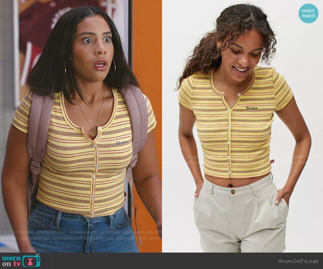 Button-Front Tee by Dickies worn by Daisy (Haskiri Velazquez) on Saved By The Bell