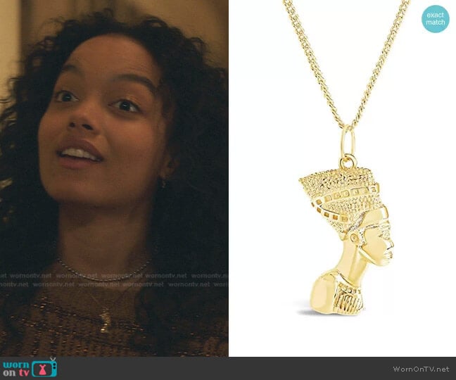 Egyptian Pharaoh Bust Necklace by Sterling Forever worn by Zoya Lott (Whitney Peak) on Gossip Girl