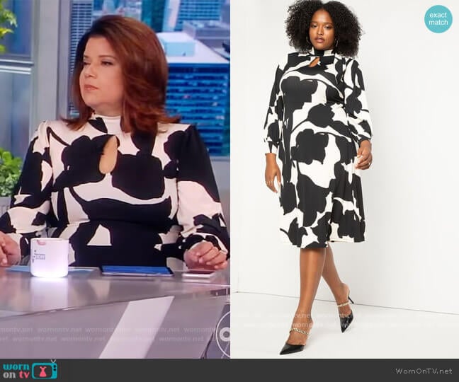 A-Line Dress With Puff Sleeves by Eloquii worn by Ana Navarro on The View