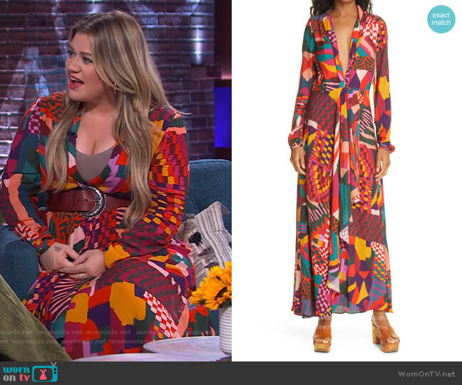 Printed Maxi Dress by Farm Rio worn by Kelly Clarkson on The Kelly Clarkson Show