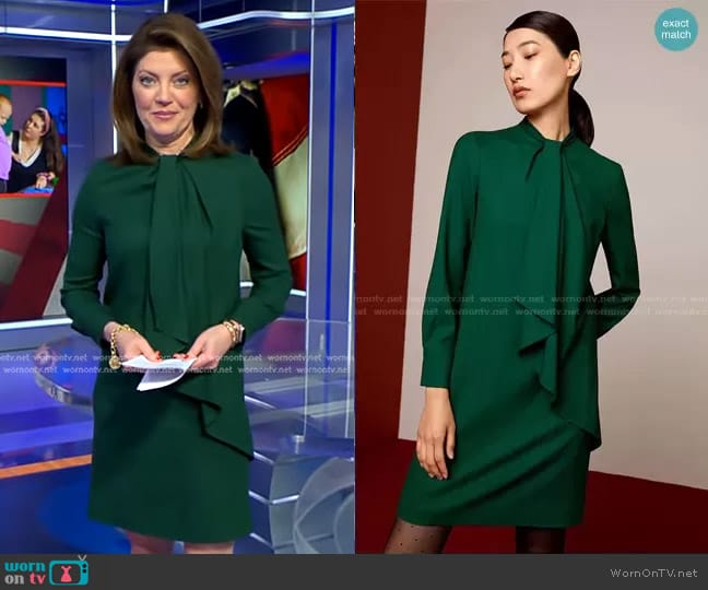 Farringdon Dress by The Fold London worn by Norah O'Donnell on CBS Evening News