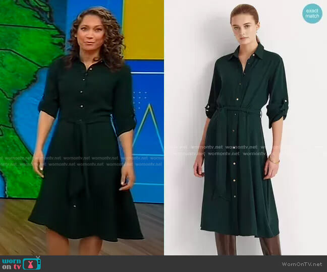 Fit-and-Flare Shirtdress by Ralph Lauren worn by Ginger Zee on Good Morning America