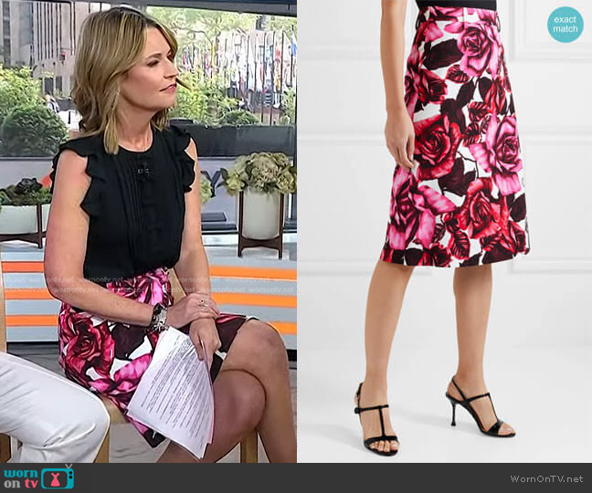 Floral-Print Skirt by Prada worn by Savannah Guthrie on Today