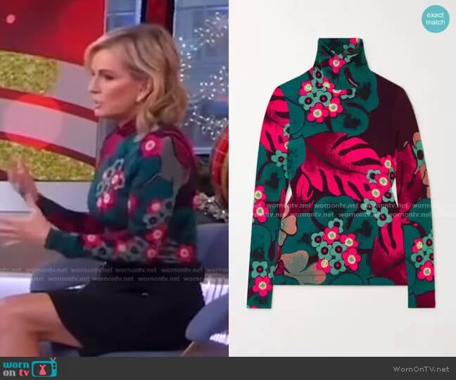 Floral-Print Stretch-Jersey Turtleneck Top by Dries van Noten worn by Dr. Jennifer Ashton on Good Morning America