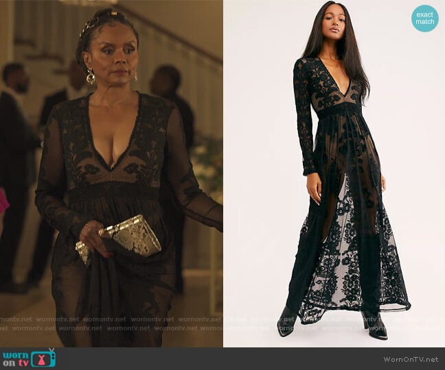 Temecula Maxi Dress by For Love and Lemons worn by Debbi Morgan on Our Kind of People