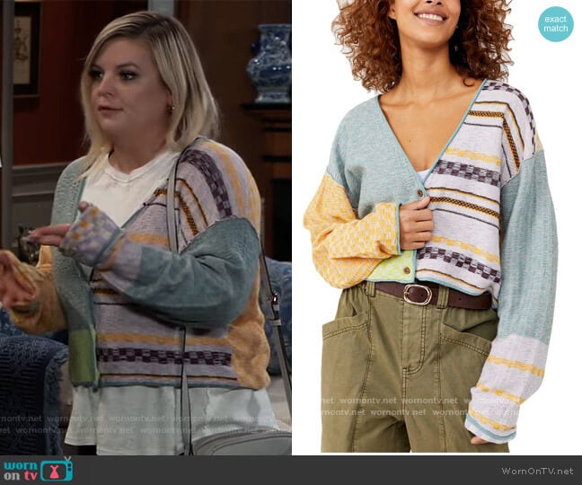 Ready Set Go Printed Cardigan by Free People worn by Maxie Jones (Kirsten Storms) on General Hospital