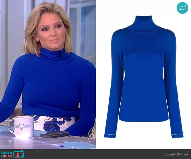 WornOnTV: Sara’s blue turtleneck top and floral skirt on The View ...