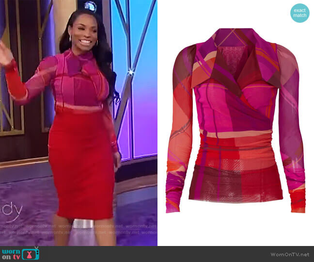 Camicia Tartan Shirt by Fuzzi worn by Devyn Simone on The Wendy Williams Show