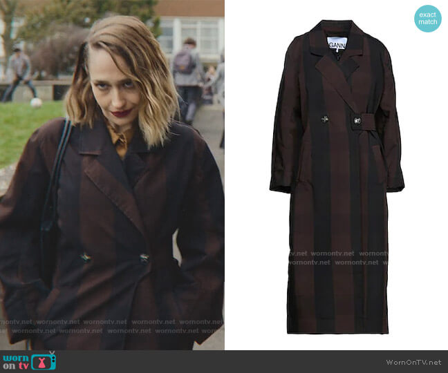 Double Breasted Pea Coat by Ganni worn by Hope Haddon (Jemima Kirke) on Sex Education