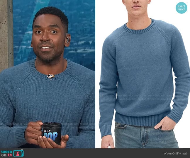 Crewneck Raglan Sweater by Gap worn by Justin Sylvester on E! News