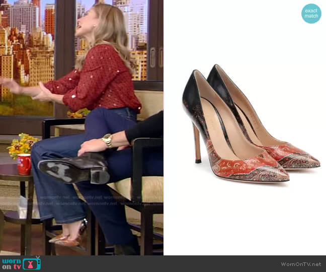 Gianvito 105 mm Pumps by Etro x Gianvito Rossi worn by Kelly Ripa on Live with Kelly and Mark