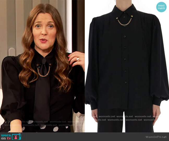 Chain Collar Shirt by Givenchy worn by Drew Barrymore  on The Drew Barrymore Show
