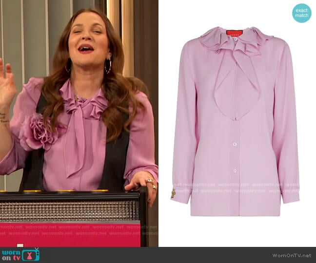 Silk Blouse by Gucci worn by Drew Barrymore on The Drew Barrymore Show