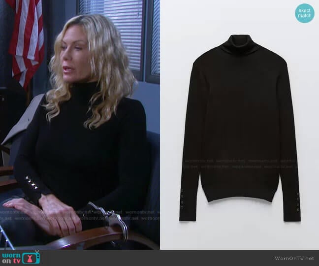 High Collar Knit Sweater by Zara worn by Kristen DiMera (Stacy Haiduk) on Days of our Lives