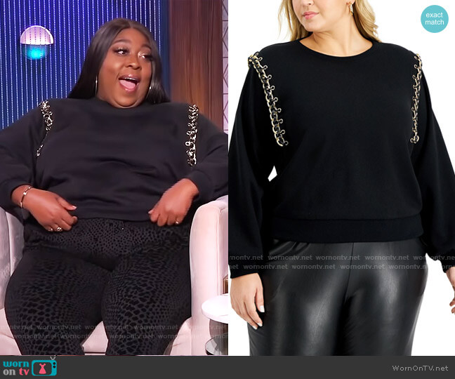 Chain Trim Sweatshirt by INC International Concepts worn by Loni Love on The Real