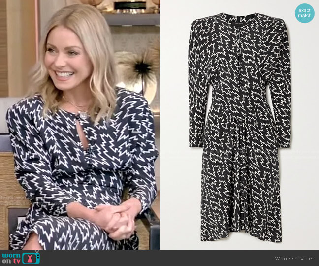 WornOnTV: Kelly’s black printed dress on Live with Kelly and Ryan ...