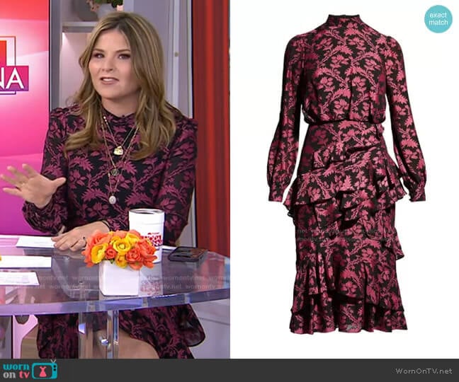 Isa Ruffled Midi Dress by Saloni worn by Jenna Bush Hager on Today