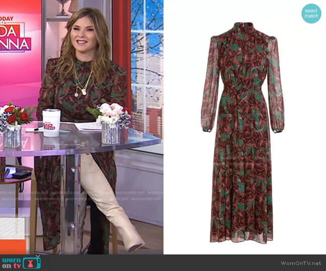 Jacqui B Dress In Forest Acanthus Print by Saloni worn by Jenna Bush Hager  on Today