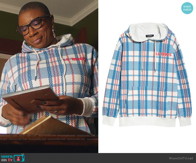 Laundry Logo Plaid Hoodie by Le Tings worn by Henrietta Wilson (Aisha Hinds) on 9-1-1