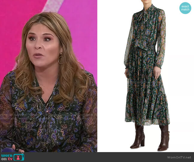 Ascot Print Georgette Dress by Lauren Ralph Lauren worn by Jenna Bush Hager on Today