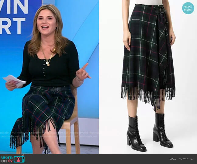 WornOnTV: Jenna’s green plaid fringed skirt on Today | Jenna Bush Hager ...